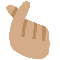 Hand with Index Finger and Thumb Crossed- Medium Skin Tone emoji on Twitter